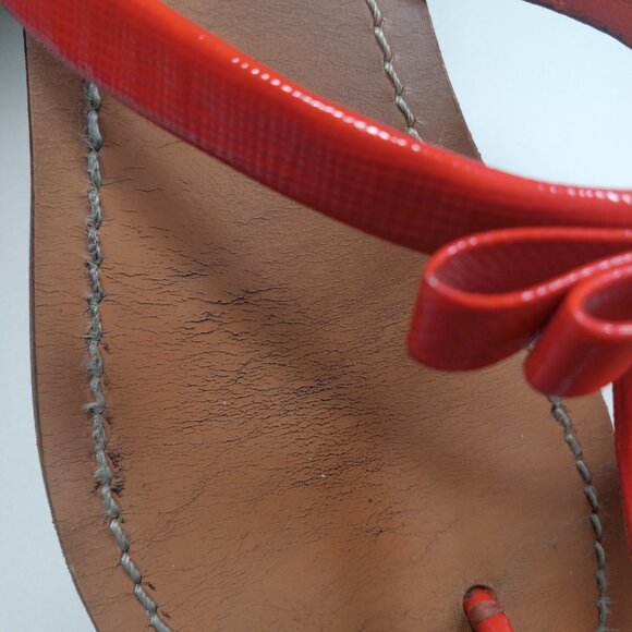 Tory Burch Flat Patent Leather Thong Sandals Women Flip Flop Orange Logo US 7.5 - Picture 8 of 16